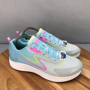 Skechers Go Run Elevate Running Shoes Girls 6.5‎ Blue Pink Lace Up Low Top